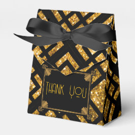 アールデコブラックと金ゴールド結婚のテントの好意ボックス フェイバーボックス