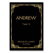 アールデコブラックと金ゴールド結婚のテーブルカード テーブルナンバー (裏面)