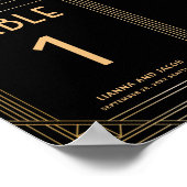 アールデコブラックと金ゴールド結婚のテーブル番号記号 ポスター (角)