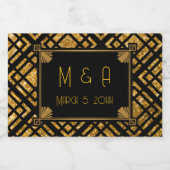 アールデコブラックと金ゴールド結婚のミニワインラベル スパークリングワインラベル (シングルラベル)