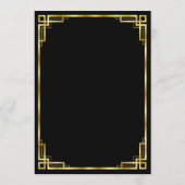 アールデコブラックと金ゴールド結婚のメニューフラットカード メニュー (裏面)