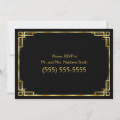 アールデコブラックと金ゴールド結婚のリハーサル招待状 招待状 (裏面)