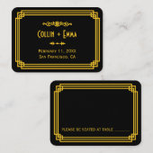 アールデコブラックと金ゴールド結婚の座席表 プレイスカード (正面/裏面)