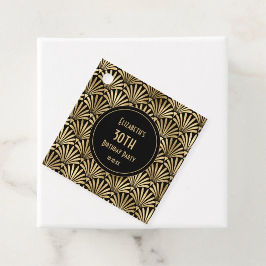 アールデコブラックと金ゴールド30歳の誕生日パーティー フェイバータグ (インサイチュ)
