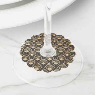 アールデコブラックと金ゴールド ワイングラスタグ