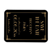 アールデコブラックウェディング日付磁石を保存 マグネット (横)