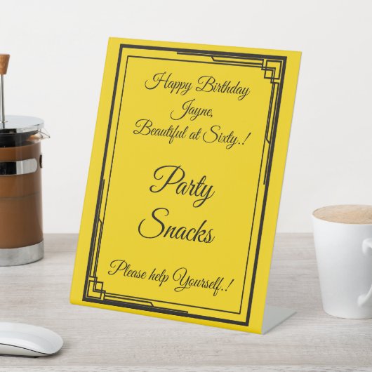 アールデコブラックオン金ゴールドバースデーパーティスナック 台座サイン (インサイチュ)