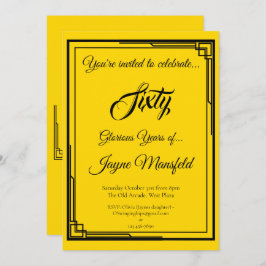 アールデコブラックオン金ゴールド誕生日パーティーの招待 招待状