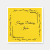 アールデコブラックオン金ゴールド誕生日パーティー スタンダードカクテルナプキン (正面)