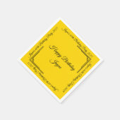 アールデコブラックオン金ゴールド誕生日パーティー スタンダードカクテルナプキン (角)