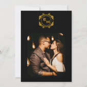 アールデコブラックゴールドフォイルモノグラムクラシック結婚ズ 招待状 (裏面)