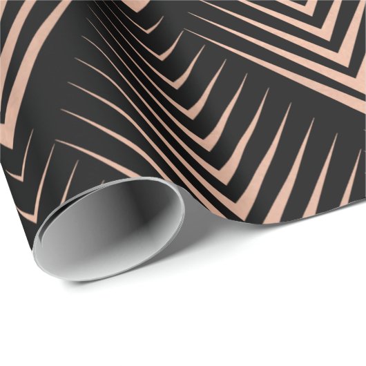 アールデコブラックバラ金ゴールドエレガントジオメミニマルトリ ラッピングペーパー (ロールコーナー)