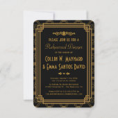 アールデコブラックリハーサルディナー招待状 招待状 (正面)