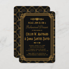 アールデコブラックリハーサルディナー招待状 招待状