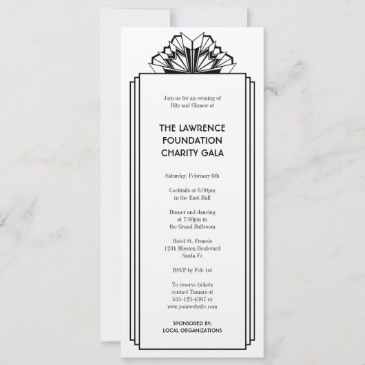 アールデコブラック積み上げ枠グラマーフォーマルイベント 招待状 (正面)