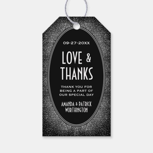 アールデコブラック結婚シルバーのメッセージカード ギフトタグ (正面)