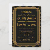 アールデコブラック結婚式招待状 招待状 (正面)