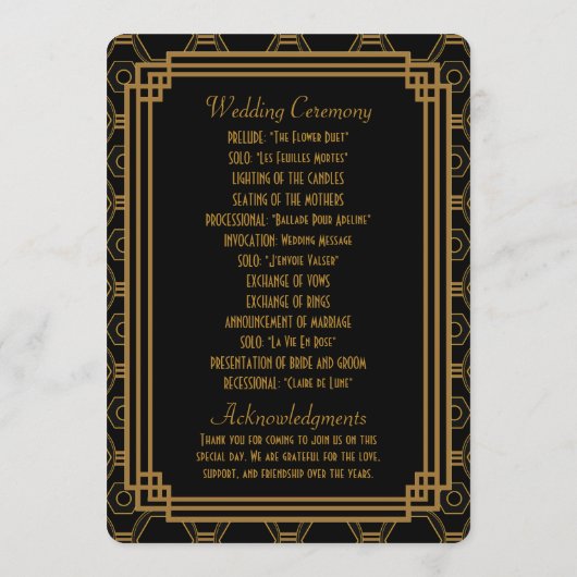 アールデコブラック結婚式 プログラム (裏面)