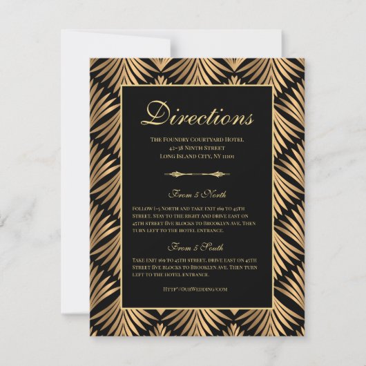 アールデコブラック金ゴールドギャツビー結婚ズの方向性 招待状 (正面)