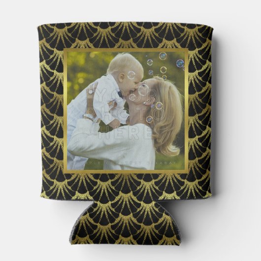 アールデコブラック金ゴールドシェル2カスタム家族の写真 缶クーラー (裏面)