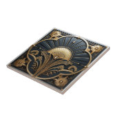 アールデコブラック金ゴールドジオメトリックファン タイル (側面)