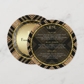 アールデコブラック金ゴールドジ結婚オメトリの特殊イベント メニュー (正面/裏面)