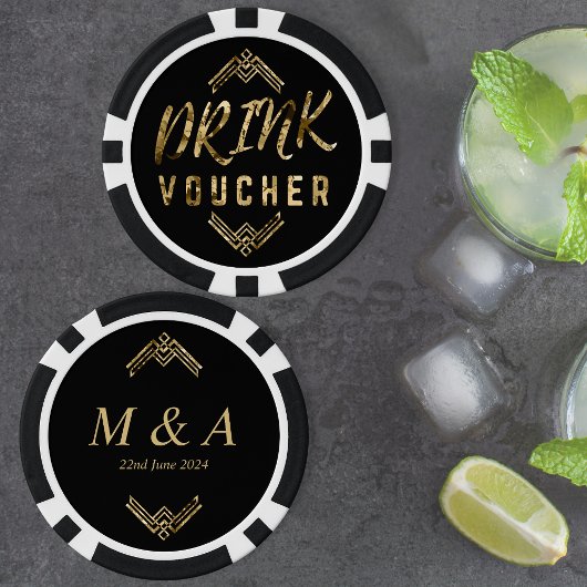 アールデコブラック金ゴールドドリンク券 ポーカーチップ