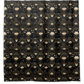 アールデコブラック金ゴールドバレンタインハートシャワーカーテン シャワーカーテン (正面)