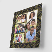 アールデコブラック金ゴールド家族の写真の追加 スクエア壁時計 (傾斜)