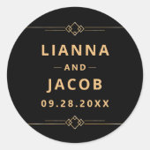 アールデコブラック金ゴールド結婚ズ ラウンドシール (正面)