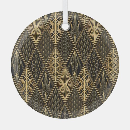 アールデコブラック金ゴールド ガラスオーナメント (正面)