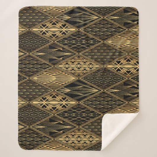 アールデコブラック金ゴールド シェルパブランケット (正面)