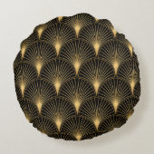 アールデコブラック金ゴールド：シームレスな贅沢 ラウンドクッション (裏面)