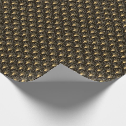 アールデコブラック金ゴールド:シームレスな贅沢 ラッピングペーパー (角)