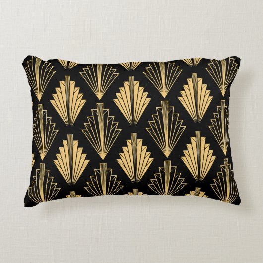 アールデコブラック金ゴールド:シームレス アクセントクッション (正面)