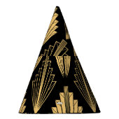 アールデコブラック金ゴールド：シームレス パーティーハット (右)