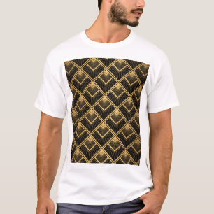 アールデコブラック金ゴールド:ジオメトリック Tシャツ