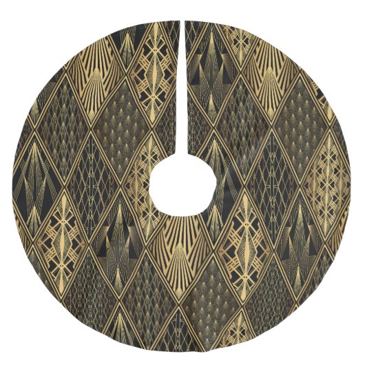 アールデコブラック金ゴールド ブラッシュドポリエステルツリースカート (正面)