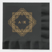 アールデコブラック金ゴールド モノグラムの 箔ナプキン (正面)