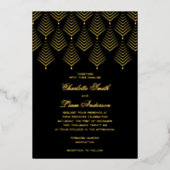 アールデコブラック&ゴールドフォイルプレスフローラ 箔招待状 (正面)