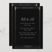 アールデコブラック+シルバー幾何縁ど結婚ズ 招待状 (正面/裏面)