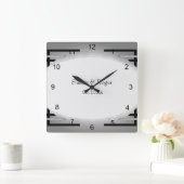 アールデコブラック&シルバー スクエア壁時計 (ホーム)