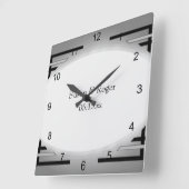 アールデコブラック&シルバー スクエア壁時計 (傾斜)