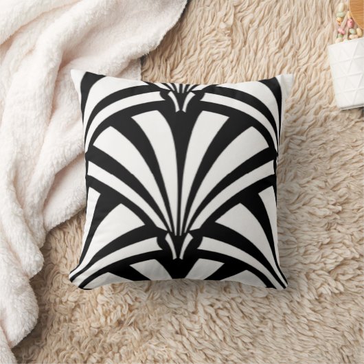 アールデコブラック&ホワイト装飾用クッション クッション (ブランケット)
