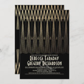 アールデコブラック&金ゴールドギャツビーリハーサルディナー 招待状 (正面/裏面)