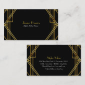 アールデコブラック&金ゴールドグラモールシックな名刺 名刺 (正面/裏面)