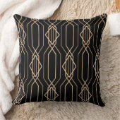 アールデコブラック&金ゴールドランバーピロー クッション (ブランケット)