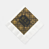 アールデコブラック&金ゴールド結婚ズランチナプキン 縁ありランチョンナプキン (角)