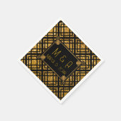 アールデコブラック&金ゴールド結婚紙ナプキンス スタンダードカクテルナプキン (角)