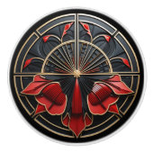 アールデコブラック、金ゴールド、レッドアールヌーボー セラミックノブ (正面)